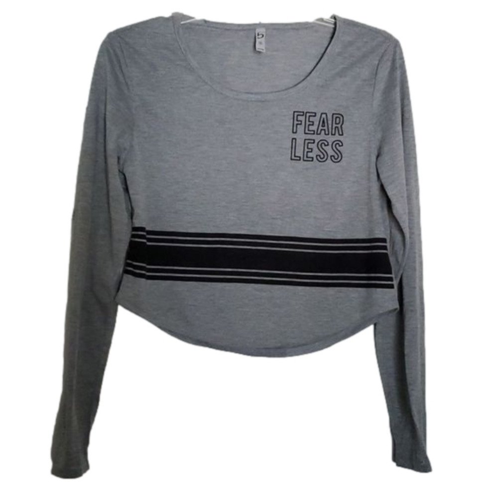 Style 5 "Fearless" Crop Top Grey Long Sleeves Sz Small